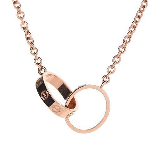 cartier pink gold interlocking necklace